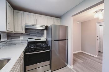 Kitchen with stainless steel appliances